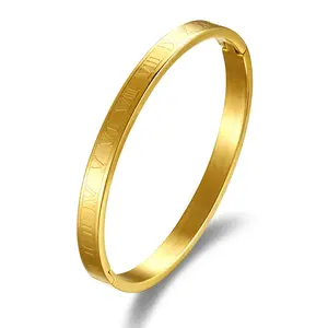 OIDEA Roman Numeral Couple Bracelet, Engraved 316 Stainless Steel Cuff Bangle Unisex Anniversary Gift