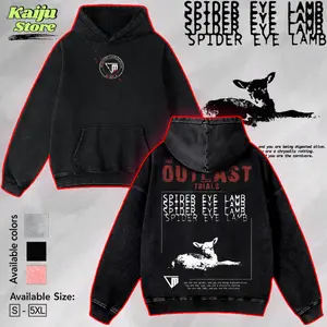 Outlast Trials SPIDER EYE LAMB Washed T-Shirt, Video Games, Horror Vintage Graphic Tee, Game Fan, Streetwear Tops Black Fabric Menswear Cotton