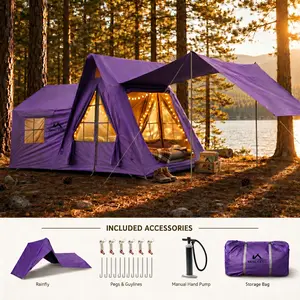 SENLEETO 8-Person Inflatable Instant Cabin Tent - Easy Setup, Instant Canopy, Windproof Portable, Double-Layer Door, High-Pressure Pump, Waterproof Oxford Fabric, UV-Resistant, Spacious 4-Season Family Camping Tent, Easy Setup Tents, Instant Canopy Tent
