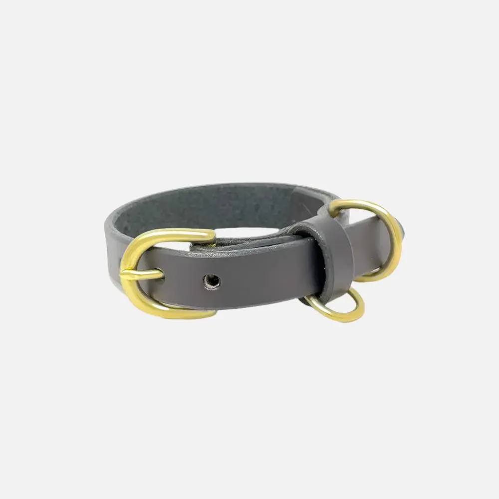 X SMALL COLLAR Black/Brass - Handmade Leather Collar for Pets, Built to Last