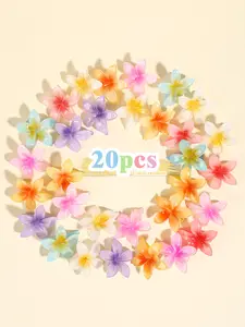 20Pcs Gradient Flower Hair Clips Colorful Floral Hair Pins for Girls Y2K Summer Aesthetic Hair Accessories Plumeria Duckbill Clips for Braids Ponytails