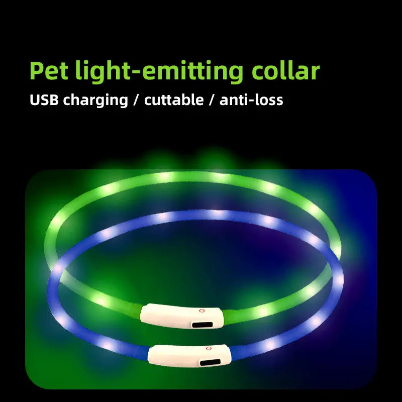 USB Rechargeable Silicone L.E.D. Dog Collar