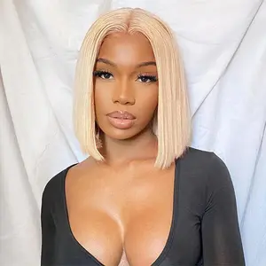 Celie Hair Ash Blonde P16/613 Blonde Highlight Straight Bob Wig 6×5 Lace Front Wig 180% Density