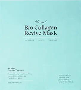 Ebanel Bio Collagen Hydrogel Masks 4‑Pack, Deep Hydration & Glow