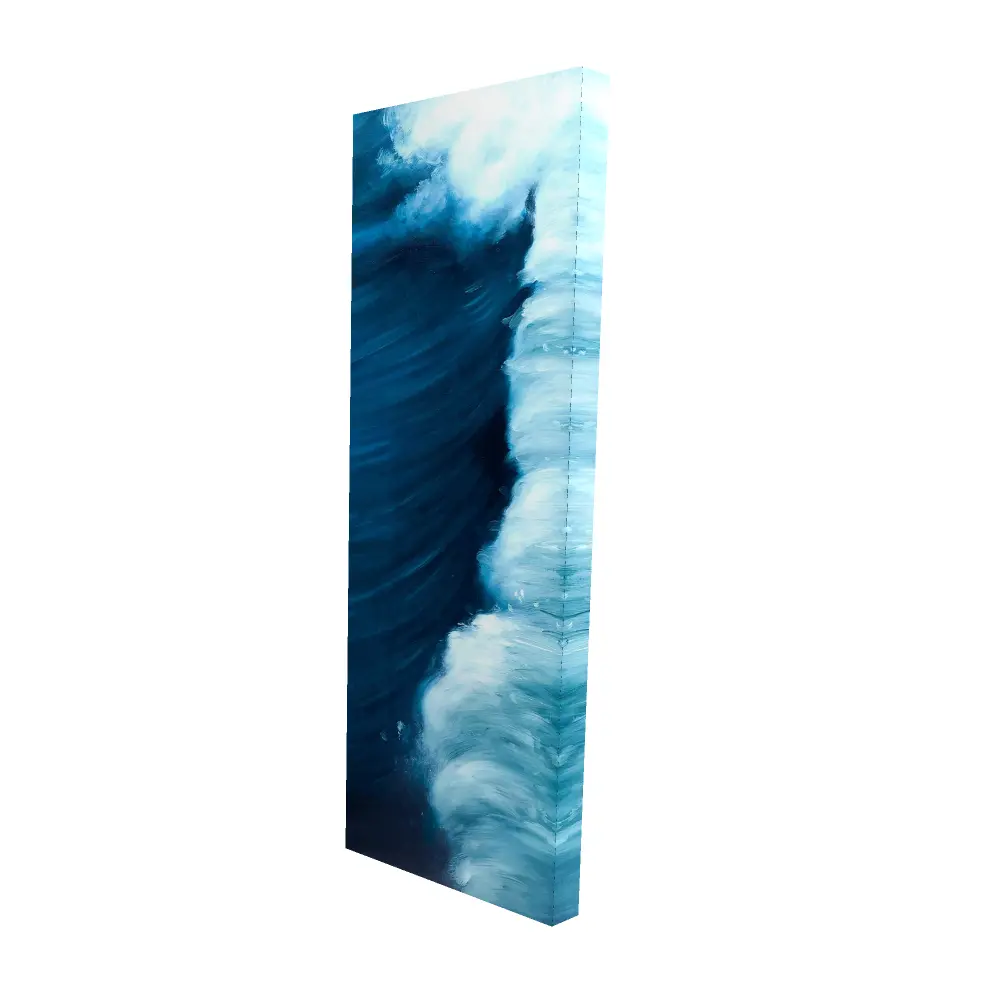 360 Stand Blue Waves Artistic Print Poster - 20x60 in Durable Aesthetic Artwork, Beach-Themed Blue-Toned Aquatic Wall Decor for Home Room Decor Inspo