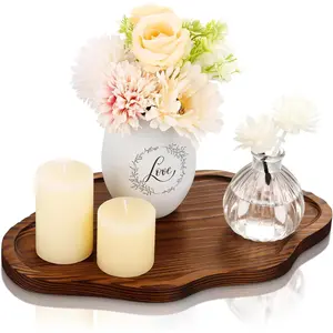 Small Decorative Wood Serving Tray for Candles Perfume, Cloud Wooden Jewelry Trinket Dish for Coffee Table Home Decor