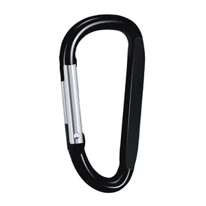 10 PCS Black Carabiner, Caribeaner Clip, Spring Snap Hook for Keychain Clip, 3.07 Aluminum Alloy D Ring Shape Carabeaner with 20 PCS Keyring, Multipurpose for Camping, Hiking, Backpacking