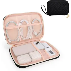 Viral Quilted Tech Organizer Bag - Portable Cable Pouch for Chargers & Accessories