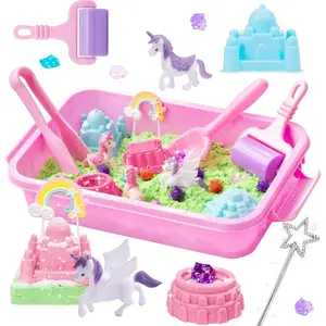 Unicorn Sensory bin, Unicorn Toy for Kids,Castle Moulds, Sand Art kit for Boys and Girl, Sensory Sand for Toddlers 3+---