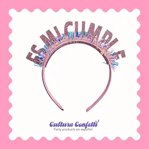 Es Mi Cumple Glitter Pink Birthday Headband, Diadema Rosa Brillante "Es Mi Cumple" para Cumpleaños, It's My Birthday Headband, Fresita Birthday, Coquette Birthday