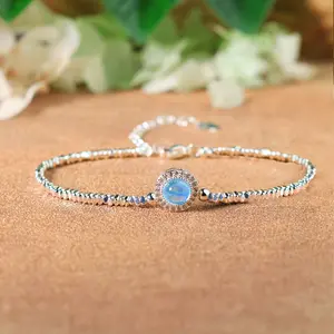 Dainty Aquamarine Charm Silver Chips Beads Healing Charka Crystal Chain Minimalist Daily Bracelet Gift