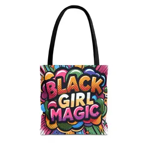 Colorful Black Girl Magic Tote Bag, Personalized Floral Initial Tote, Stylish Everyday Bag, Gift for Her, Unique Fashion Accessory