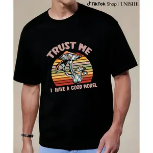 Morel Mushroom Print Men’s Tee – Breathable Cotton, Casual Fit, Perfect Gift for Him