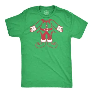 Mens Elf Body T Shirt Funny Cute Xmas Party Santas Helper Tee for Guys Mens Funny T Shirts Cool Vintage Fashion T-Shirt Gift Classic Menswear Christmas Apparel for Men Novelty Tees for Guys Green -