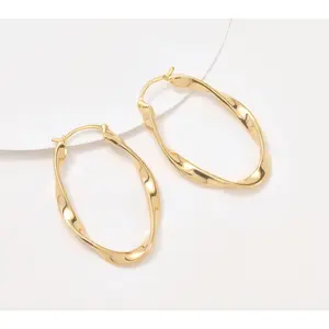 Christian James by Scott Grimes 14K Clad 1-1/2" Oval Ripple Hoop Earrings