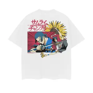 Samurai Champloo "Sunflower" Vintage Oversized Tee 100% Cotton Anime T-Shirt for Men with Original Design 90s graphic tees men gifts Top White Tshirt Casual