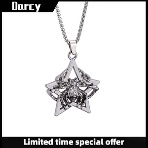 Dark creative niche retro spider five-pointed star necklace personality punk hip-hop gothic style retro jewelry