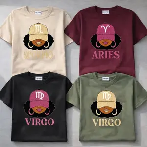 All 12 Zodiac Slay Girl T-shirt – Glitter Astrology Hat Graphic for Adults, Full Horoscope Star Sign Collection with Bold Zodiac Letter Design, Unisex Astrology Gift for Men & Women