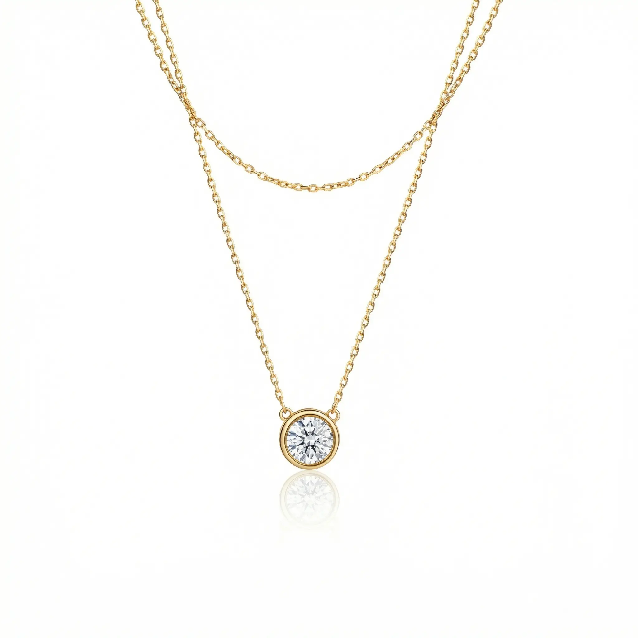 Solitaire Bezel CZ Diamond Necklace – Solid 925 Sterling Silver, Thick Real 18K Gold Plating – solitaire bezel cz diamond pendant necklace, bridesmaid gift, handmade keepsake – Gift for Her, Mom & Best Friend, Mother's Day, Anniversary & Birthday