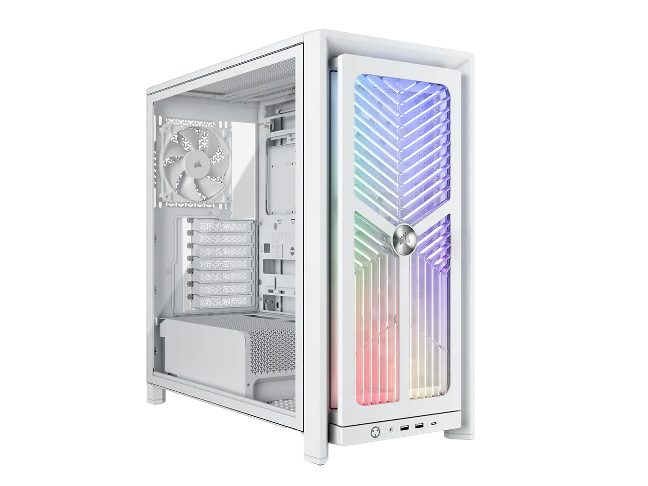 CORSAIR 4000X RS Mid-Tower PC Case, White - Illuminated front panel RGB - 4x RS120 fans included - Supports dual 360mm radiators - ASUS BTF, MSI Project Zero - White