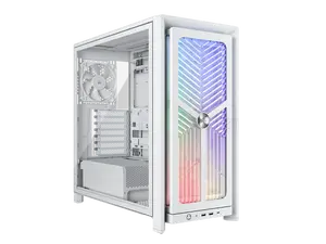 CORSAIR 4000X RS Mid-Tower PC Case, White - Illuminated front panel RGB - 4x RS120 fans included - Supports dual 360mm radiators - ASUS BTF, MSI Project Zero - White