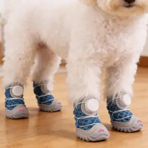4pcs Dog Shoes for Small & Medium Dogs Breathable Non-Slip Adjustable Paw Boots for Outdoor Walks Perfect Fit for Schnauzer Bichon Teddy Shiba Inu Westie & Maltese Durable Comfortable Anti-Slip Sole