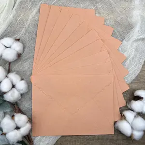 Coral Peach Handmade Cotton Envelopes (Set of 10)