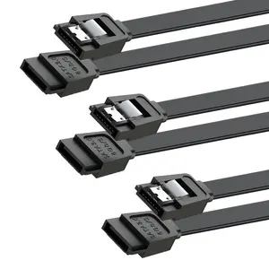 SATA Cable III for SSD HDD Data,3 PCS 6Gbps Straight Angle 15 Inch Sata Data Cable Compatible for SATA Hard Drive CD Driver, CD Writer,Black Mbiydeg
