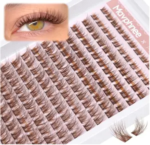 Brown Lash Clusters Natural Lash Extensions Wispy Eyelash Clusters 168 Pcs C Curl Lashes Clusters for Everyday Wear Beginner Makeup Fluffy