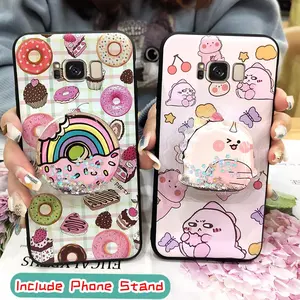 Glitter Kickstand Phone Case For Samsung Galaxy S8 Plus/S8+/SM-G9550 protective Soft Case Durable Rotatable stand Skin feel silicone Waterproof Fashion Design Anti-knock TPU cute