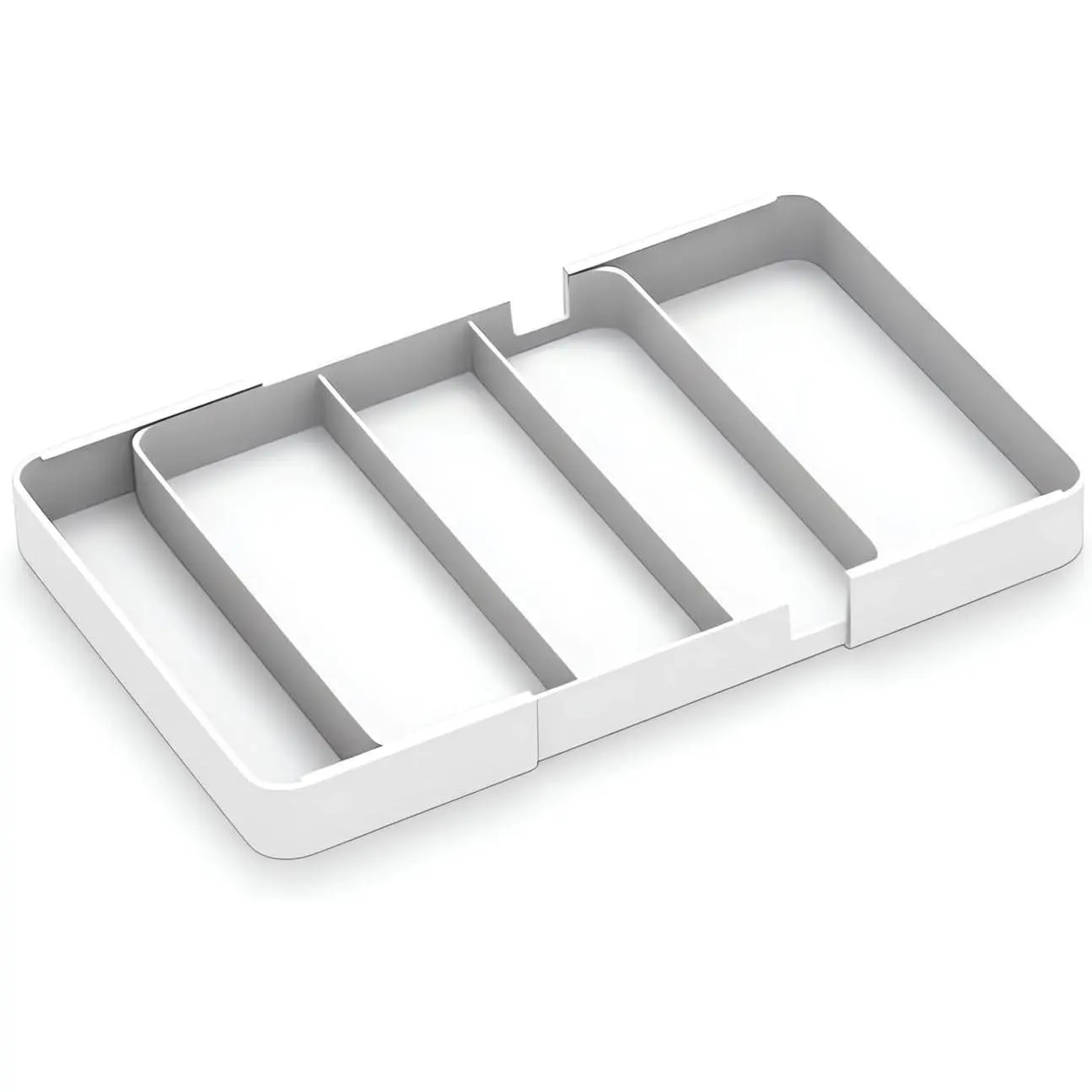Shallow Drawer Organizer 1.57"H Modular Expandable Desk Divider Width 10.6"-17.9" OR Length 16.1" Detachable Tray for Office Stationery Makeup Kitchen Utensils White