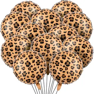 BBTO 12 Pcs 18 Inch Neon Rainbow Leopard Birthday Foil Balloons Color Cheetah Balloons Cheetah Birthday Decorations Neon Rainbow Leopard Decorations Supplies for Party (Golden Brown)