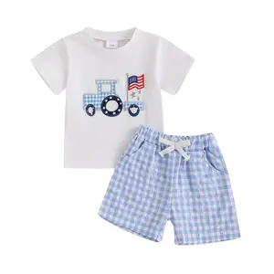 Babamoon 4th Of July Baby Boy Girl Outfit Toddler Truck Flag T Shirt Top Shorts Fourth Of July Outfits Cute Summer Clothes