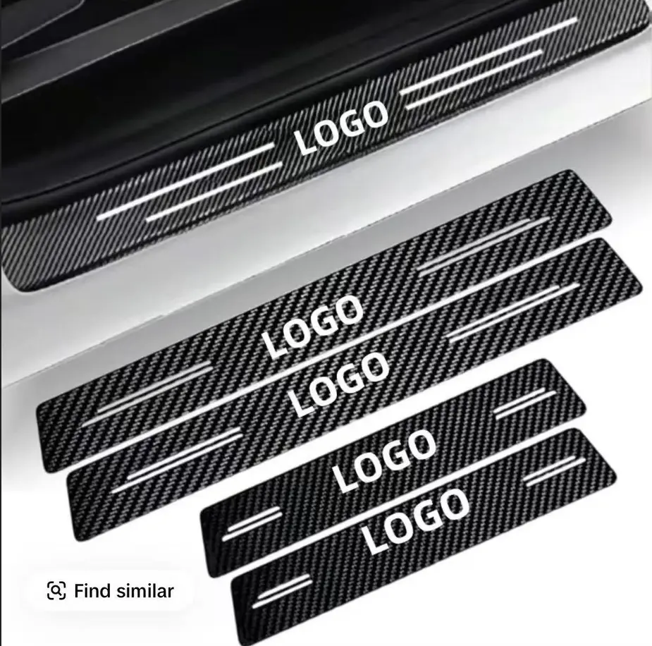 Car Door Sill Carbon Fiber Sticker Anti-Scratch Waterproof Threshold Decal, Fashionable & Creative Letter Decals, Front Door 60cm*7cm Fit, Long Life Service, Perfect Decoration for Jeep Renegade Wrangler JL JK Gladiator Grand car wrap protection