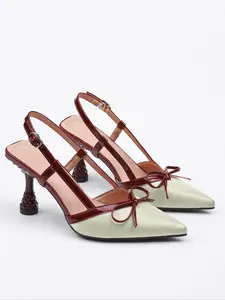 Women's Fashionable Bowknot Design Heels, Valentine's Day Gift for Girl, Casual Pointed Toe High Heel Classy Sandals for Summer, Comfortable Breathable Slingback Shoes for Daily Wear