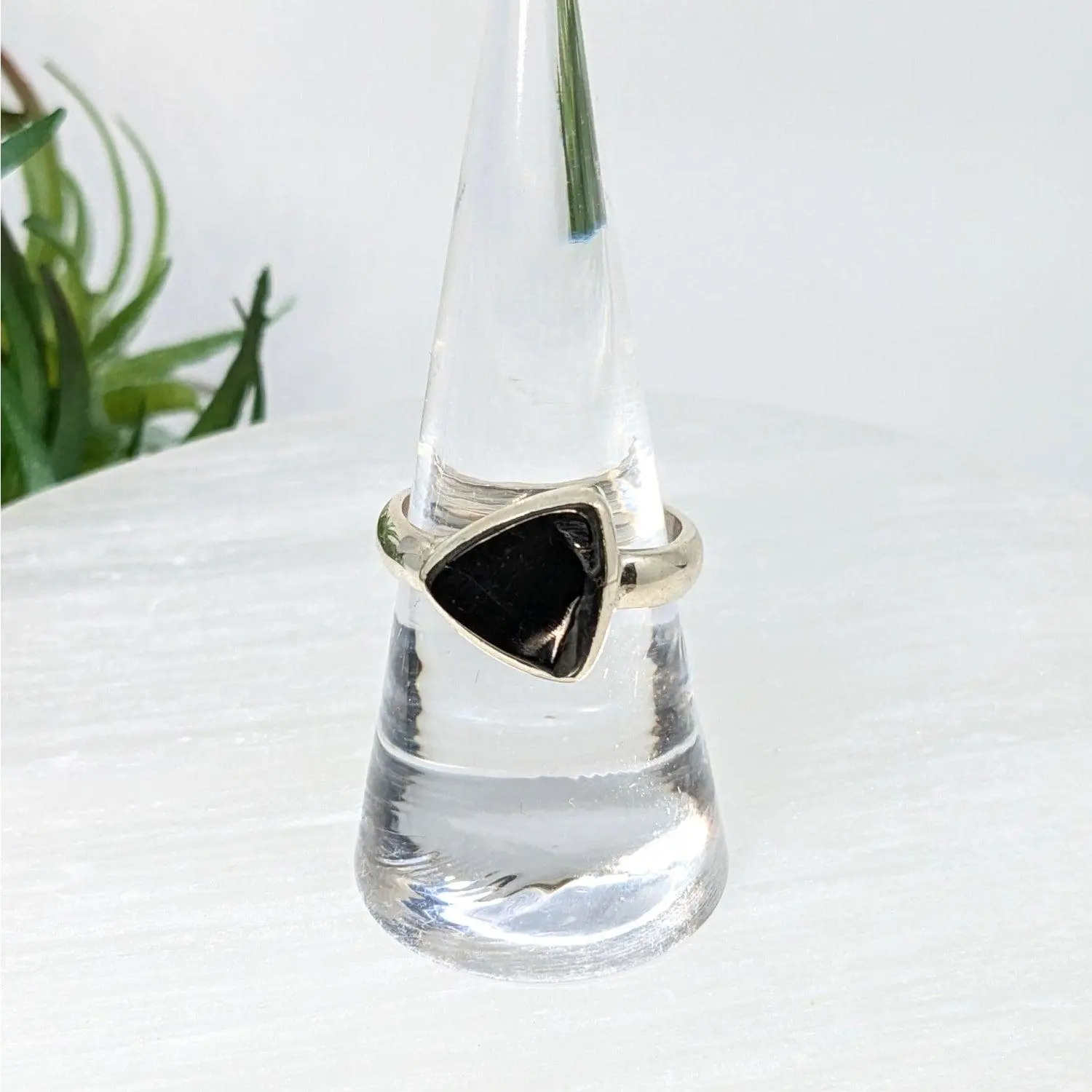 Shungite 0.8" S.S. Ring #LV6255