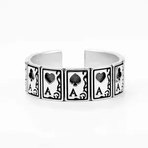 Poker card ring, retro distressed hip-hop niche design unisex couple rings, personalized couple ring, suitable for daily wear. Perfect gift for couples, parents on Valentine's Day, Christmas, Father's Day, and Easter.X287