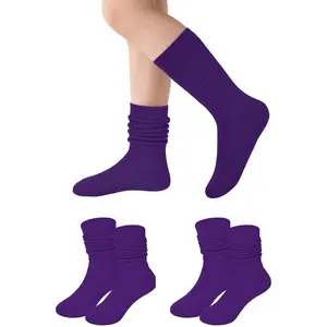 Kids Girls Toddler Solid Slouch Socks School Uniform Knee High Long Crew Boot Socks