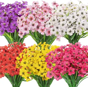 48 Bundles Artificial Flowers for Outdoors UV Resistant Silk Fake Flowers Faux Plastic Plants for Porch Garden Window Box Indoor Outdoor Spring Summer Home Farmhouse Decor, Multicolor