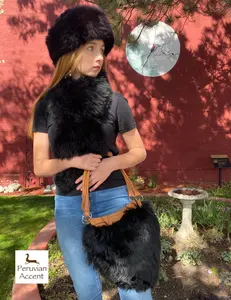 Luxury Handmade Suri Alpaca fur Purse. Black