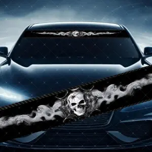 Stunning Skull Spider Web Car Windshield Sticker, Decorative Vinyl Decal, Scratch Cover Waterproof UV Protection, Fits All Cars