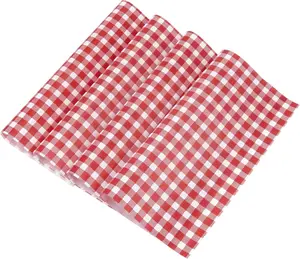 100 Pcs Red White Check Deli Paper Sheets 12x12 Grease Resistant Food Basket Liners Sandwich Burger Wrap Paper Mother Birthday Gift