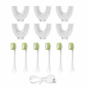Replacement Brush Heads Set for U-Shaped Electric Toothbrush, 6 U-Shape Brush Heads + 6 Traditional Brush Heads + USB Charging Cable, Soft Toothbrush Head Refills for Electric Toothbrush