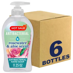 Antibacterial Sensitive Liquid Hand Soap, Rosewater & Aloe Scent | Moisturizing Hand Wash for Soft Hands | 11.25 fl oz, 6 Pack