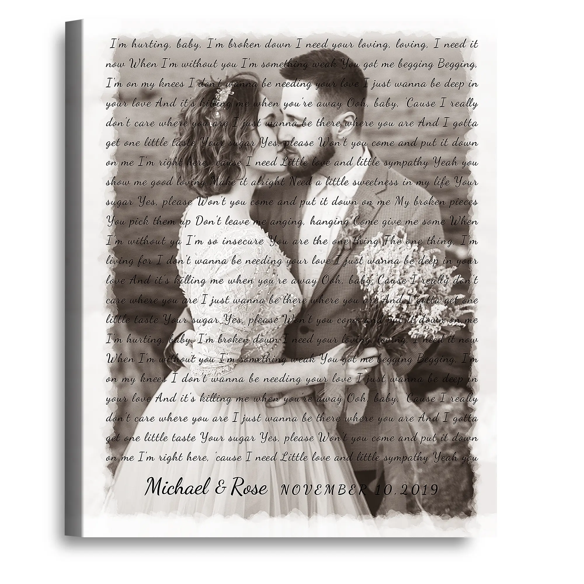 Personalized Music Lyrics Song Canvas Prints Music Artist Date Upload Photo on Prints Anniversary for Her,Wedding,Birthday,Engagement,Wall art Decor Print on Canvas