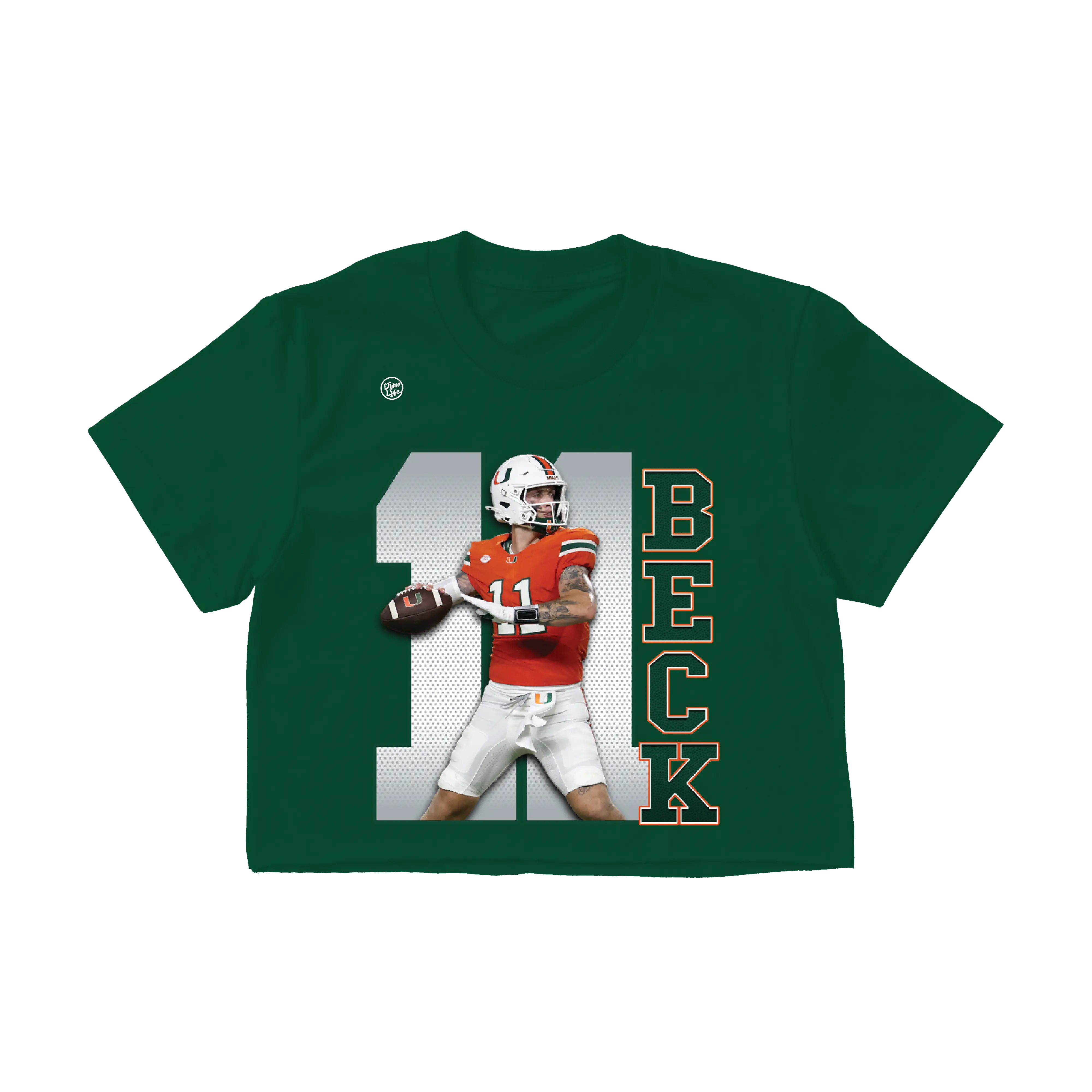 Miami Hurricanes Women's Beck 11 Graphic Print T-Shirt, Short-Sleeve 100% Cotton Crop Top with a Standard Fit for Casual Wear