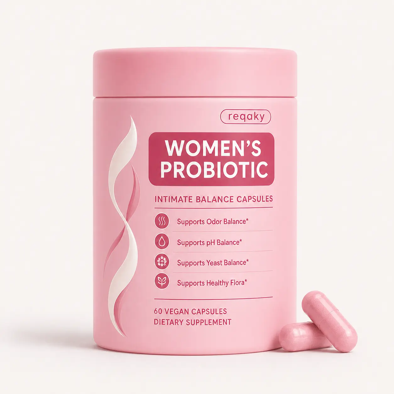 Women's Probiotic Capsules with Prebiotics, Daily Feminine Wellness, pH Balance, Freshness & Gut Health Support, 60 Count