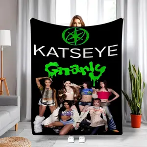 KATSEYE and Gnarly Design Soft Flannel Blanket - Warm and Cozy - Perfect Christmas Gift, a Must-Have for the Sofa, Bedroom, and Office