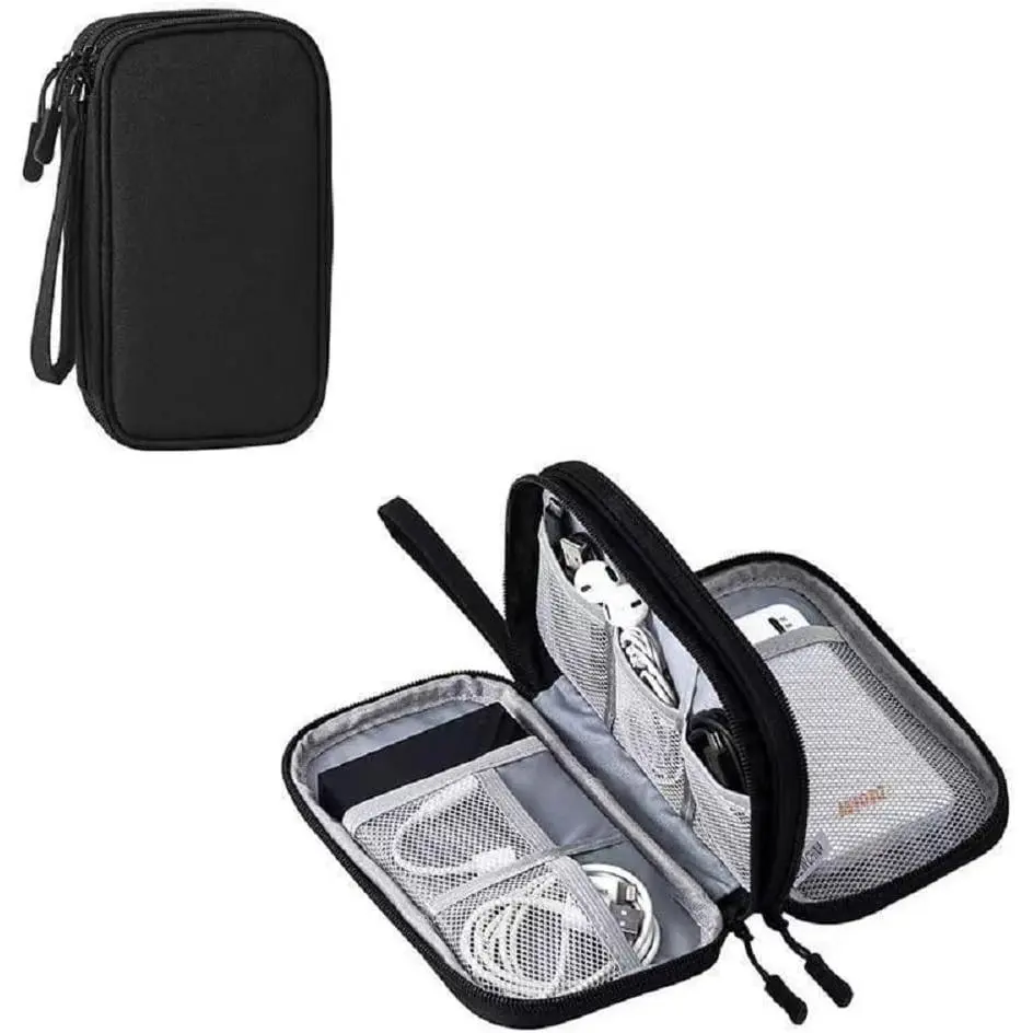 Organizer Bag,  Portable Travel  Storage Bag, Multifunctional Cord Storage Case for USB Drive, Dard Drive, Power , Charger, , USB , Headphones - Black