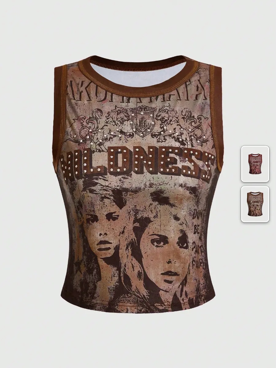 Crop Top Y2K Grunge Graphic Print Kpop Streetwear Concert Outfit